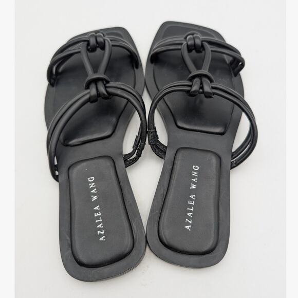 Azalea Wang Stetson Tubular Straps Knot Flat Sandals Women's Black Size US7 EU38 - Picture 10 of 13